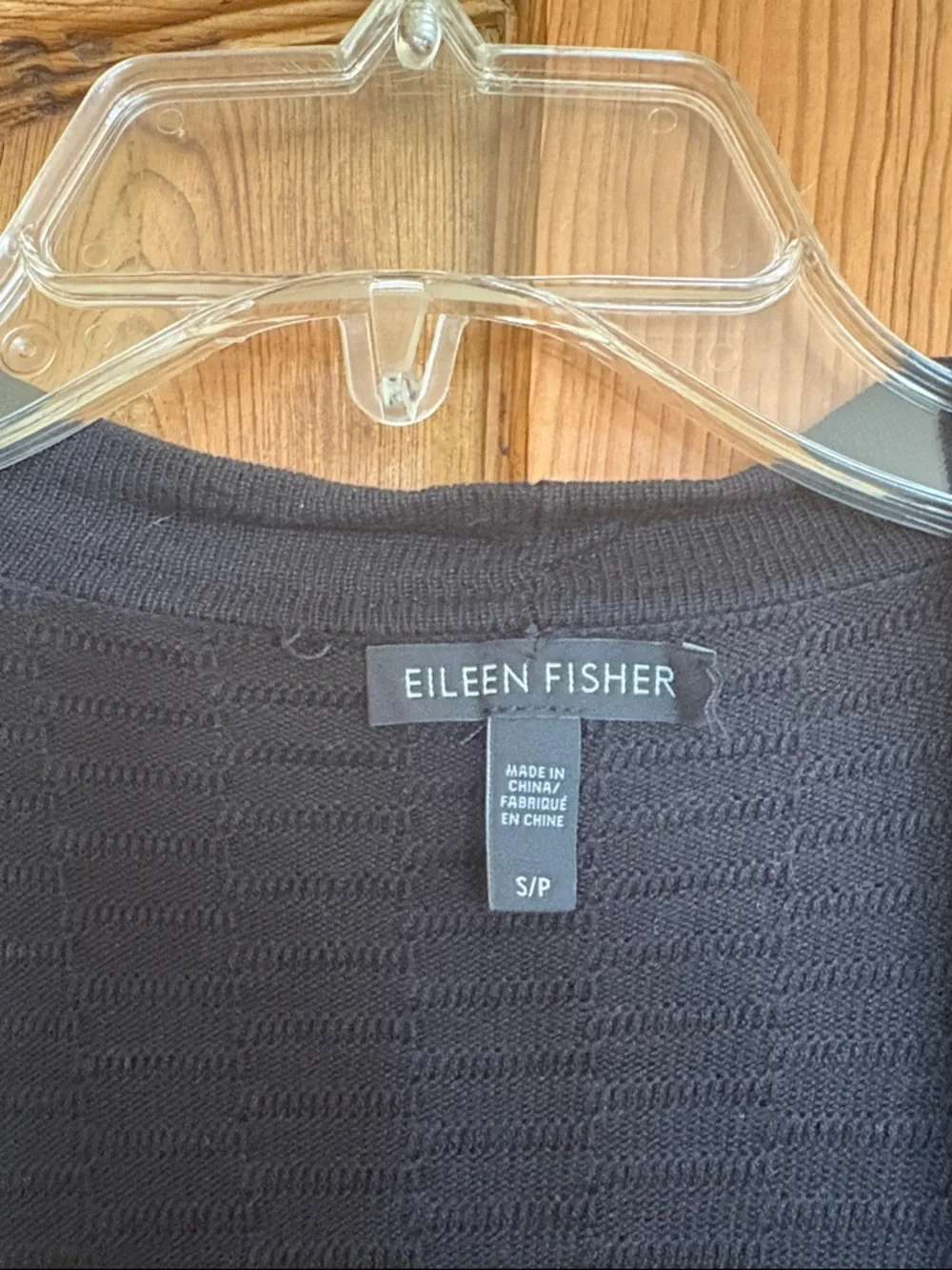 Eileen Fisher Black Open-Front Textured Cardigan